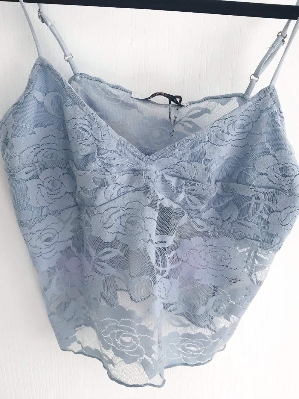 Gab & Kate Mixology Baby Blue Lace Crop Top/Cami, SzL, NWT